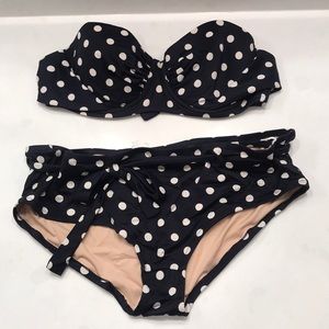 Women’s J. Crew bikini polka dot navy